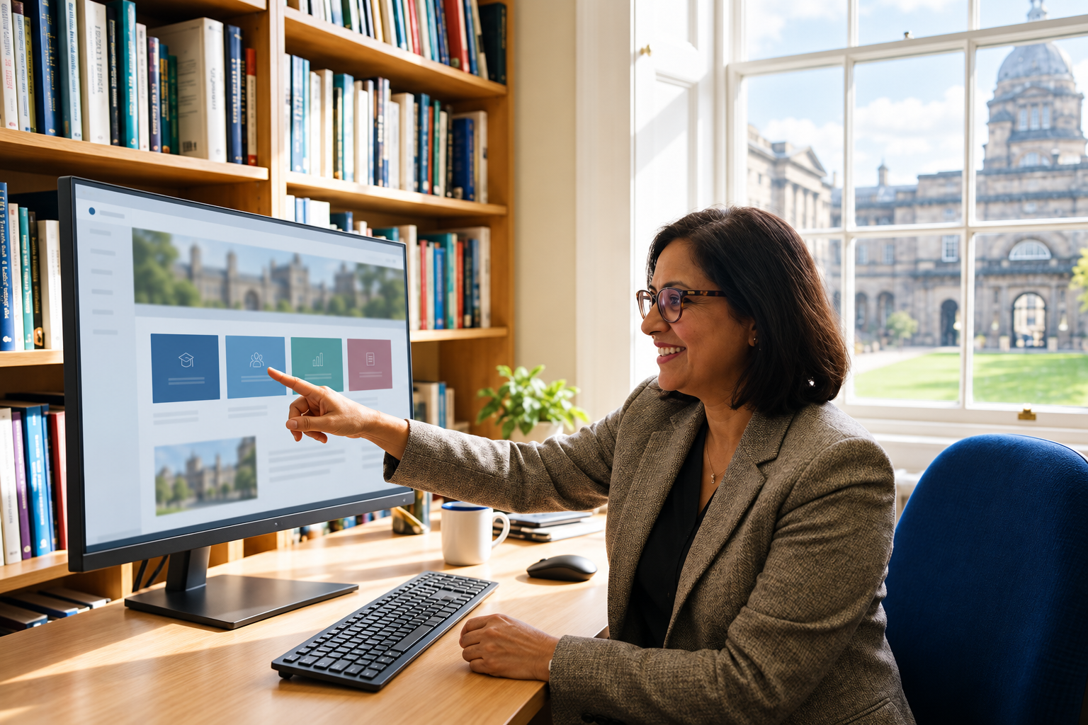 University marketing manager reviewing online programme information